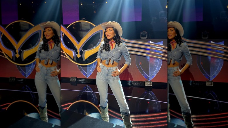 Nicole Scherzinger in a double denim Western outfit