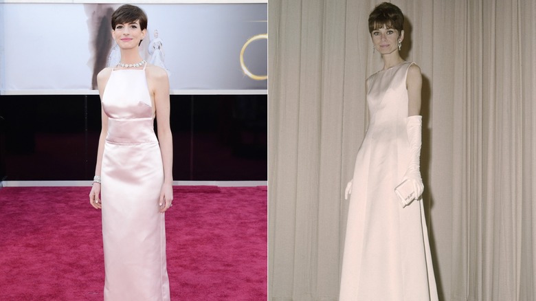 Anne Hathaway in 2013 and Audrey Hepburn in 1965