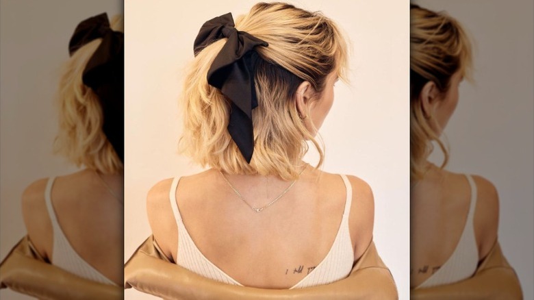 Black bow blonde hair
