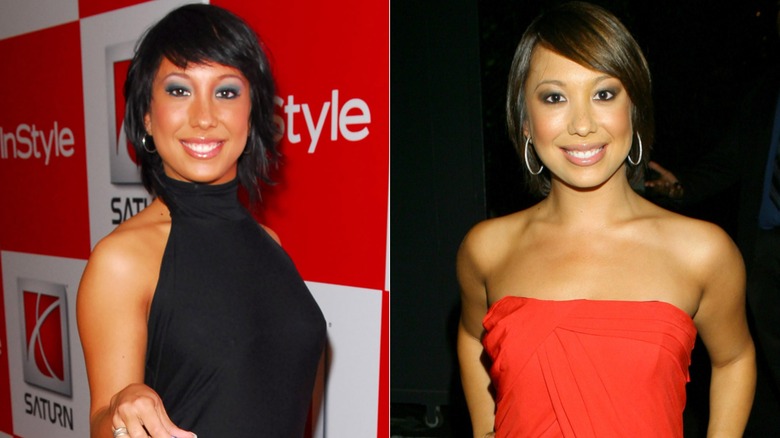 Cheryl Burke smiling and posing at two events with her bob haircut