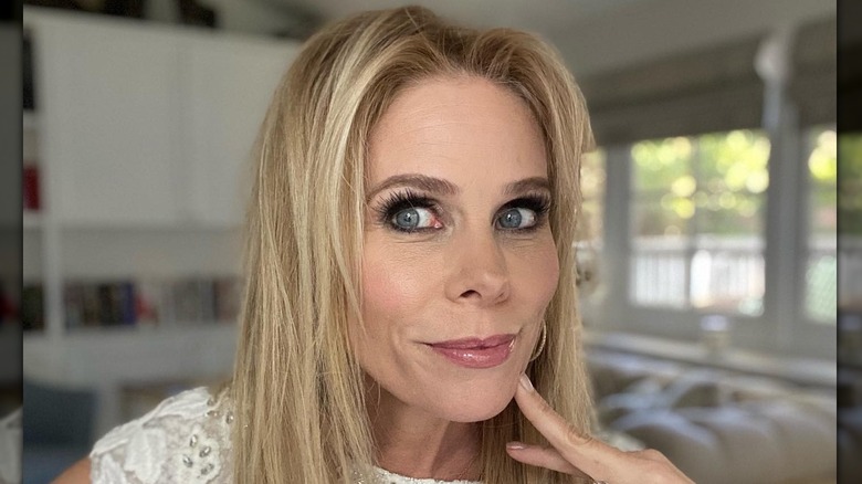 Cheryl Hines with false lashes