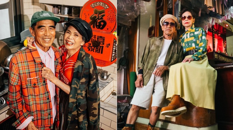 Hsu Sho-Er and Chang Wan-Ji smile wearing hats / Hsu Sho-Er and Chang Wan-Ji pose wearing sunglasses