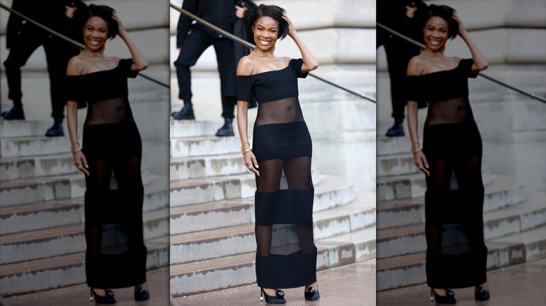 Gabrielle Union in a black, sheer gown