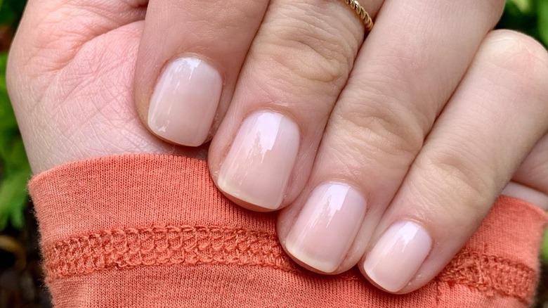 Woman with chiffon nails