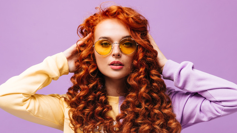 Model posing with red hair