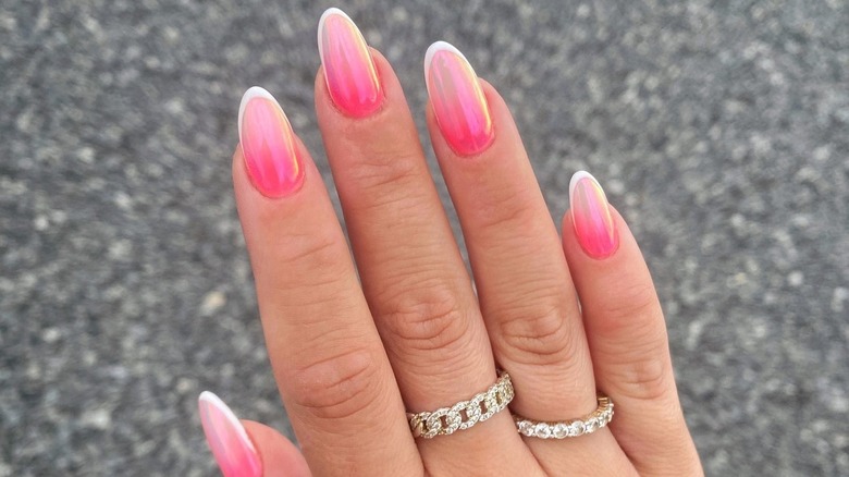 fingers with Chrombré nails