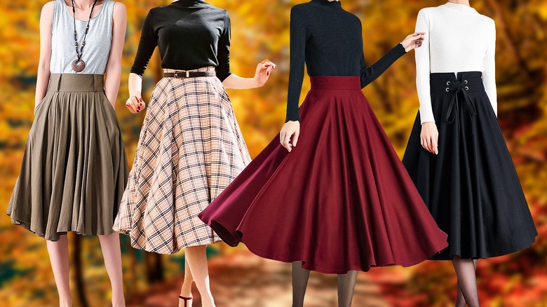 Four long circle skirts