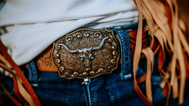 close-up of a western style belt february 2025