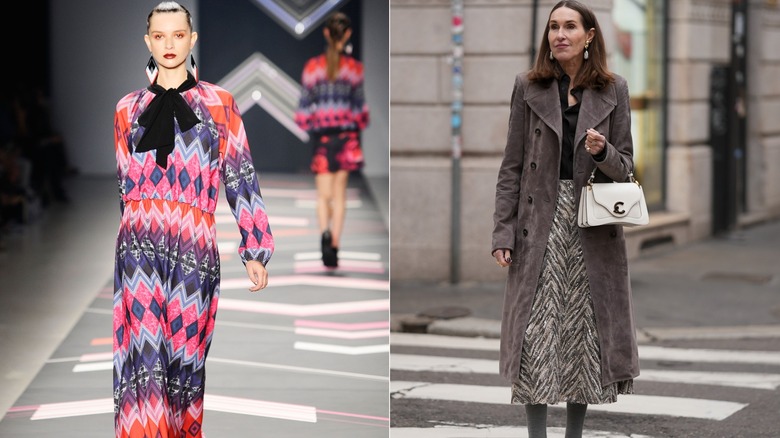 Side by side: Women wearing chevron in the 2010s and 2020s