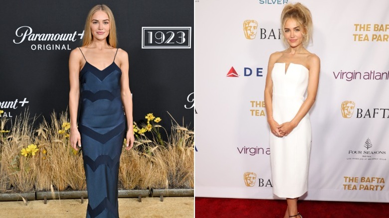 Michelle Randolph attends a 1923 premiere and the BAFTA Tea Party