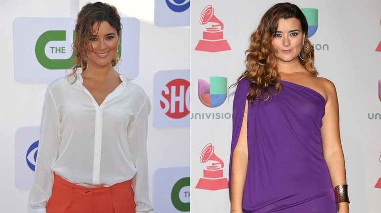 Split image of Cote de Pablo pictured in 2012-2013