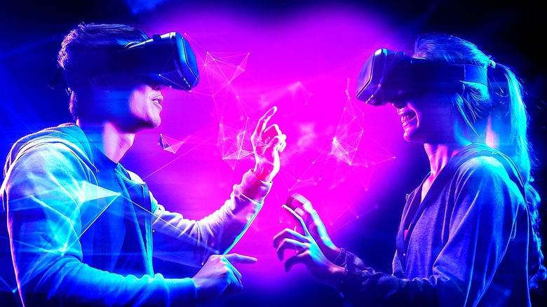 couple interacting in the Metaverse