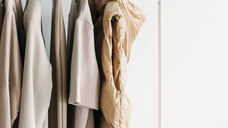 Clothes hanging on a rack