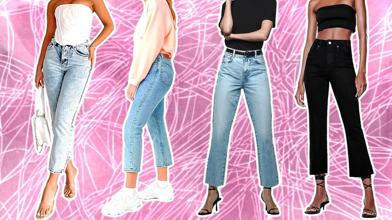 women wearing cropped jeans