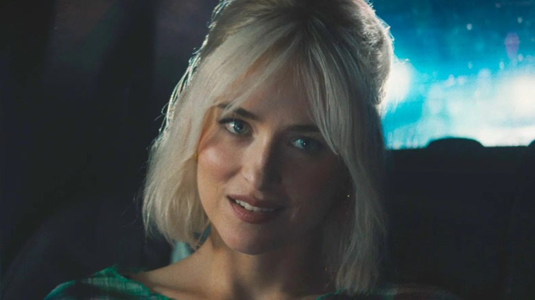 Dakota Johnson with blond hair in the 2023 film "Daddio"