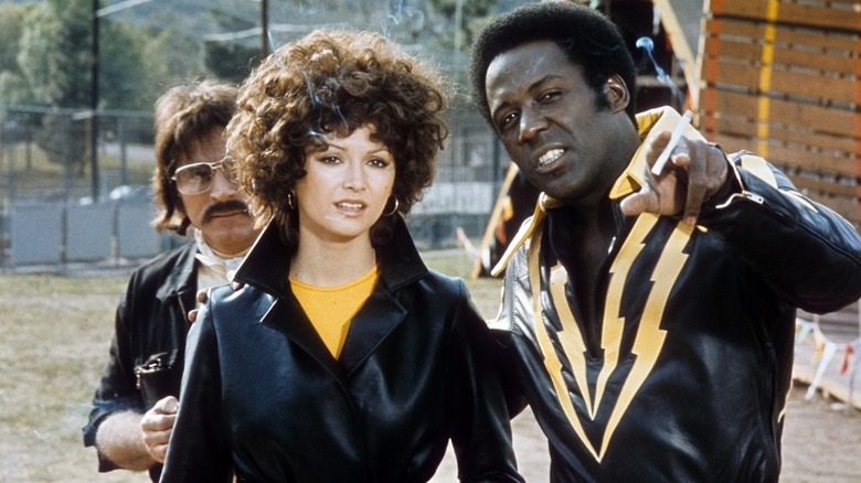 Victoria Principal and Richard Roundtree in the 1974 film "Earthquake."