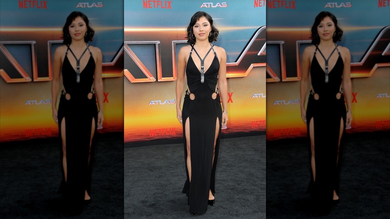 Xochitl Gomez Atlas premiere black dress