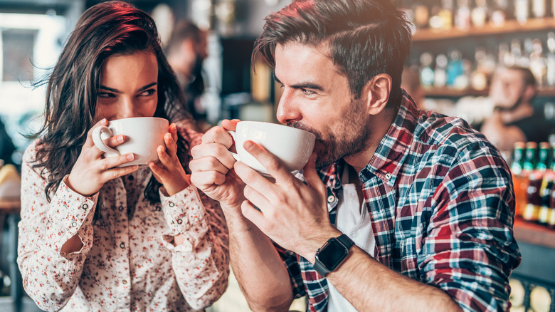 Couple enjoy coffee date