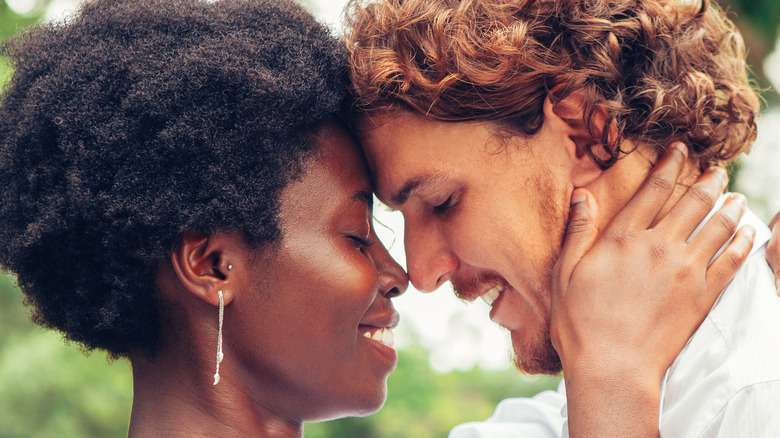 A couple embracing
