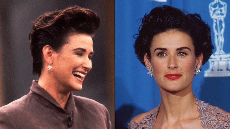Demi Moore as a guest on the set of "The Oprah Winfrey Show" in Chicago in September 1991 / Demi Moore at the 64th annual Academy Awards in Los Angeles in March 1992