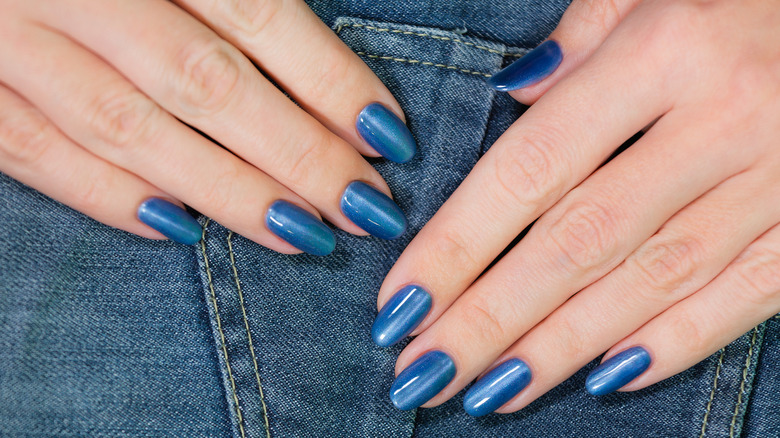 blue denim manicure
