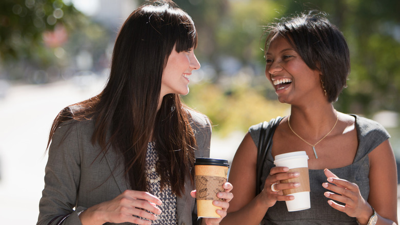 two women talking