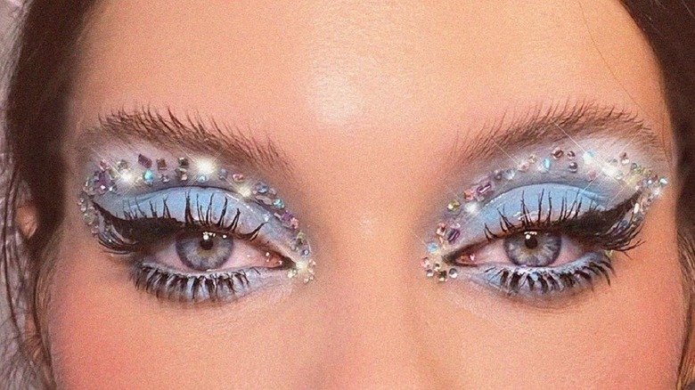 Close up of disco makeup