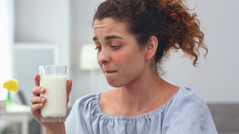 woman drinking milk