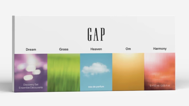 A photo of GAP's new fragrance lines all together.