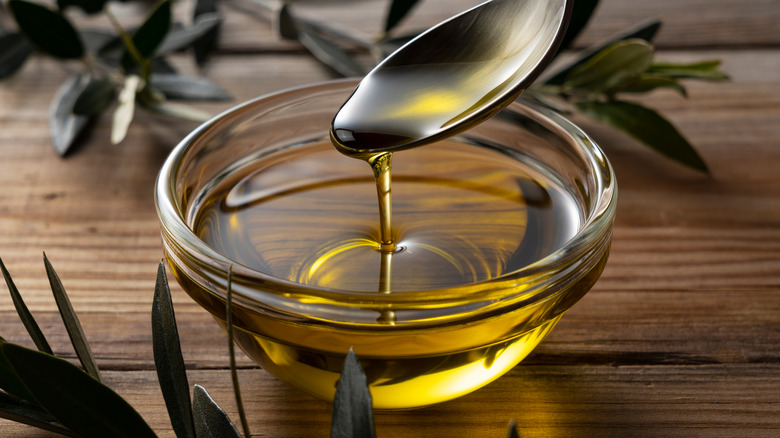 Olive oil in a small bowl