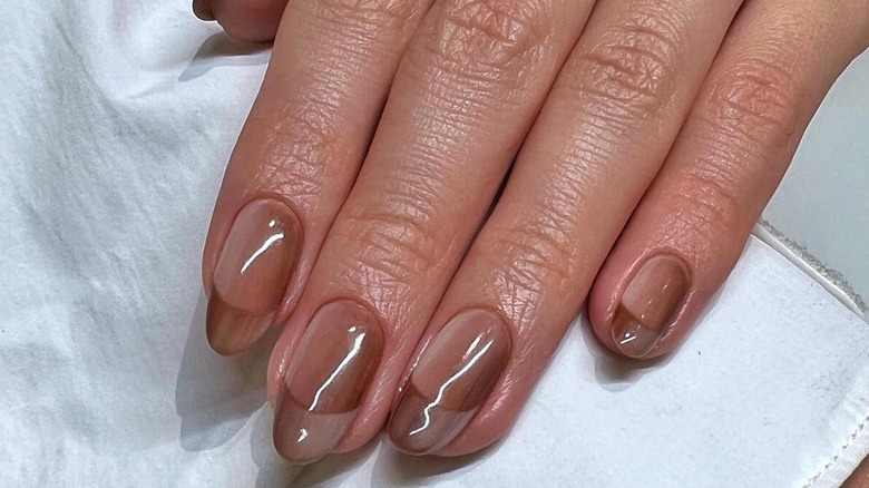 double french ombré brown nails