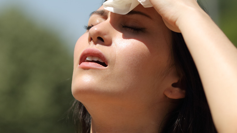 woman sweating 