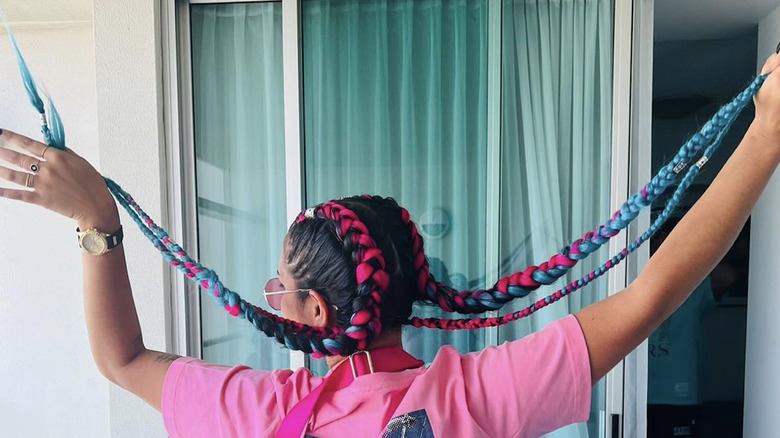 woman with dutch braids