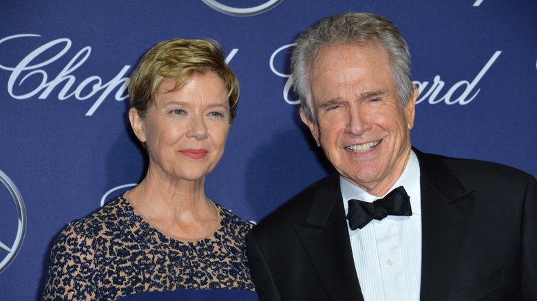 Annette Bening and Warren Beatty smiling