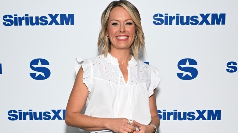 Dylan Dreyer poses before a podcast recording