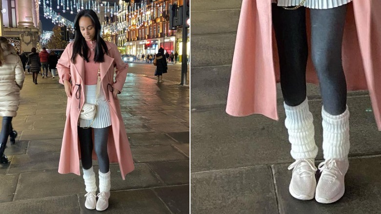 Woman models tights 