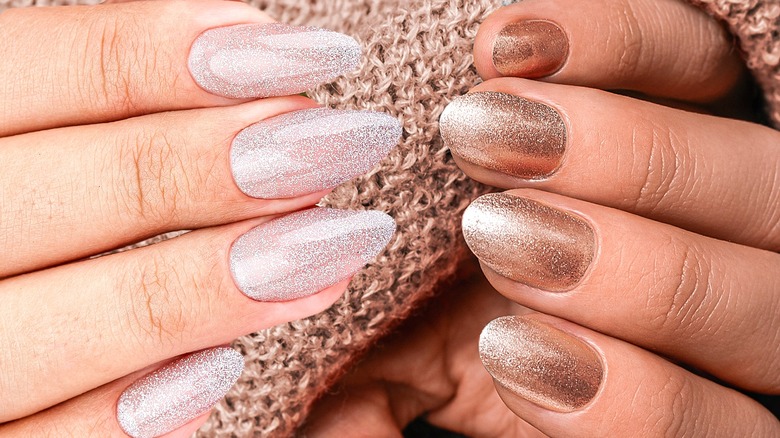 Vintage Rose Gold Metallic Hex Mix Glitter Pink Blush Gold Nude Nail –  Daily Charme