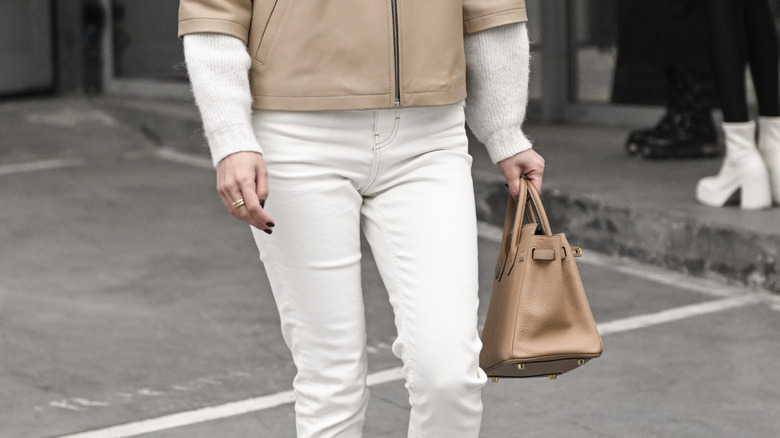 White jeans and sleeveless top