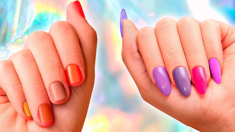 paint chip nails in different shades