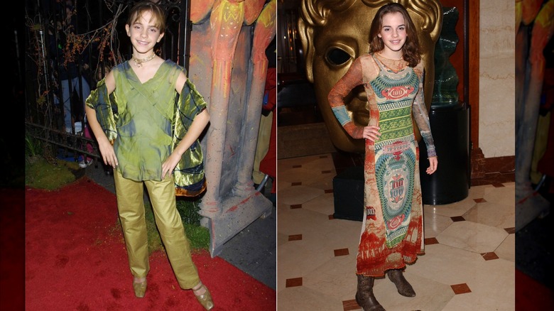 Emma Watson in 2001 and 2003
