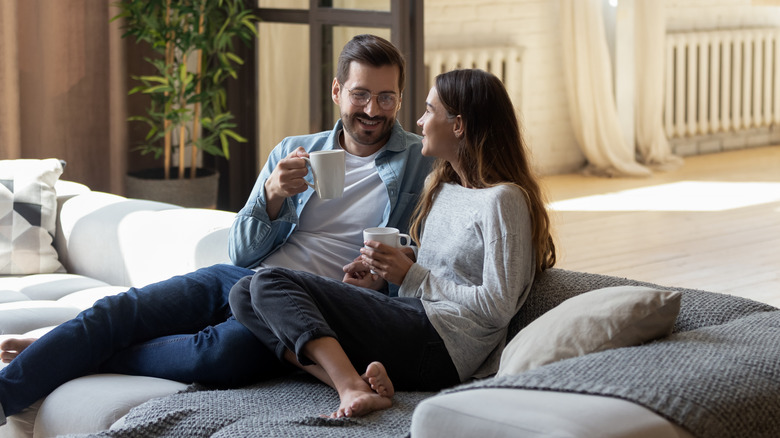 Calm couple talking