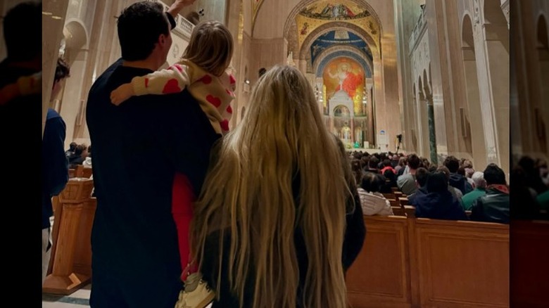 Erika Kirk visits a church with her family