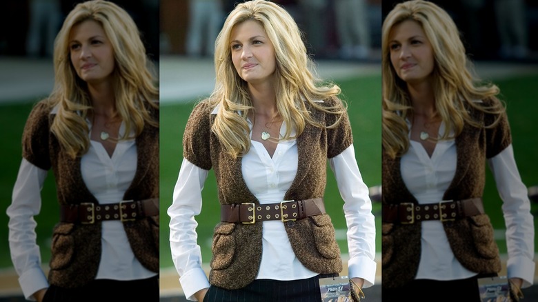 Erin Andrews in a brown cardigan