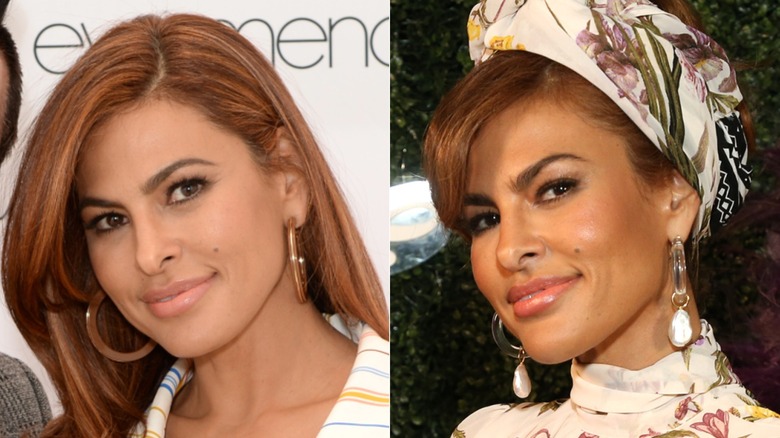 Side by side of Eva Mendes in 2019 and 2020