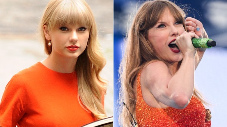 Taylor Swift wearing orange outfits