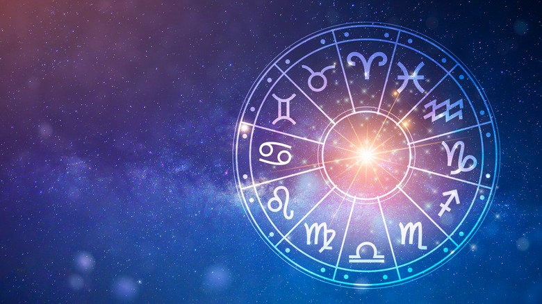 The zodiac calendar on a starry background