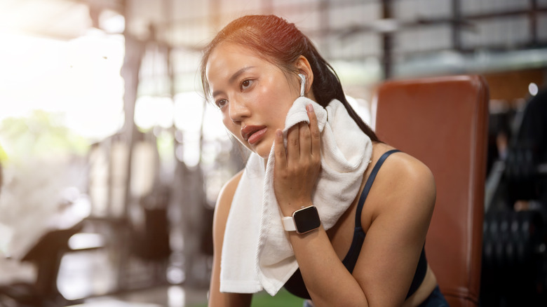 woman face sweat