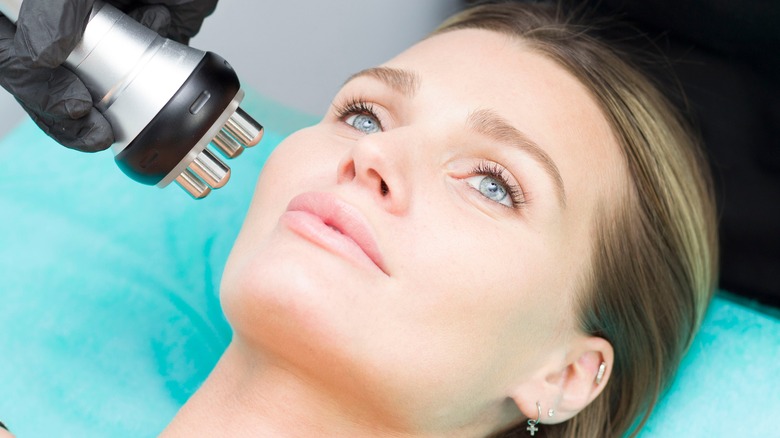 A woman getting RF skin tightening