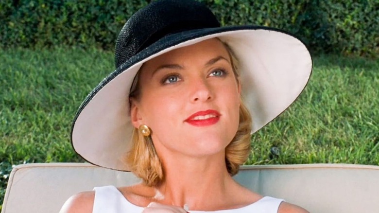 Meredith Blake sitting poolside