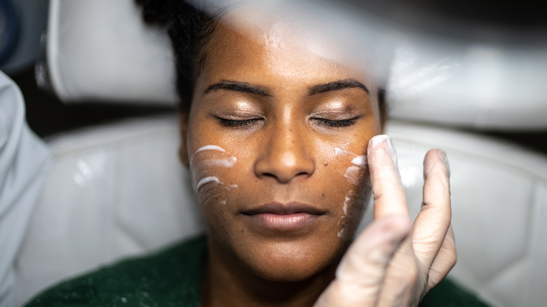 Woman getting skin treatment